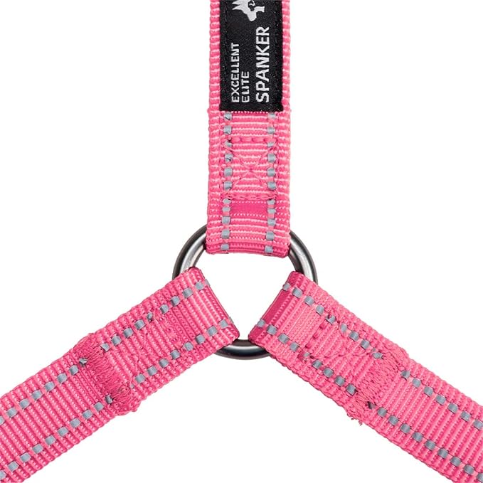 EXCELLENT ELITE SPANKER No Pull Dog Harness Reflective Nylon Vest L-Shaped Adjustable Easy Pet Harness for Small Medium Large Breeds Dogs Walking Training Black Red(Pink-XL)