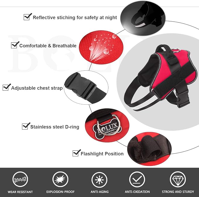 Dog Harness, No-Pull Reflective Dog Vest, Breathable Adjustable Pet Harness with Handle for Outdoor Walking - No More Pulling, Tugging or Choking (Red, S)