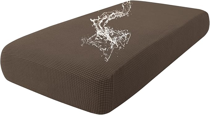 hyha Waterproof Couch Cushion Covers for Pets, Non Slip Sofa Cover for Dogs Washable, Soft Thick Stretch Jacquard Fabric, Sofa Slipcovers with Elastic Bottom (1 Piece for Medium, Coffee)