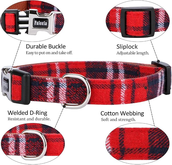 Faleela Soft &Comfy Christmas Bowtie Dog Collar,Detachable and Adjustable Bow Tie Collar,for Small Medium Large Pet (S, Red)