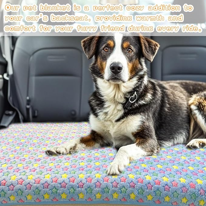 Dog Blankets for Medium Large Dogs, 3 Pack Dog Blanket Washable 60" x 50", Fuzzy Soft Pet Mat Throw Cover for Kennel Crate Bed, Star Blanket. Cat Blanket, Blankets for Dogs, Pet Blanket