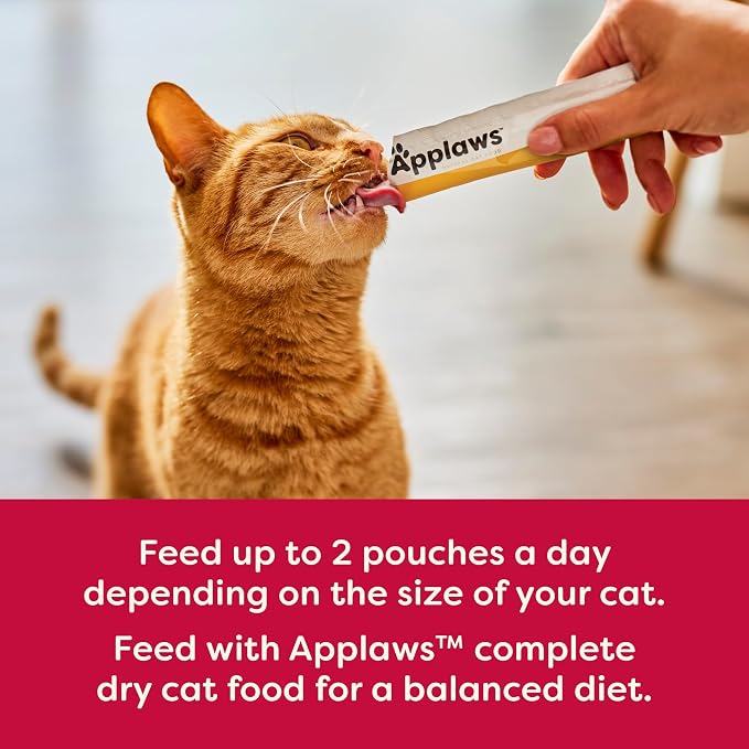 Applaws Lickable Cat Treats, Natural Grain-Free Purée, Made with Limited and Natural Ingredients, No Artificial Additives, Chicken & Tuna Squeeze Up Cat Treats (24 x 0.5 oz Sachets)