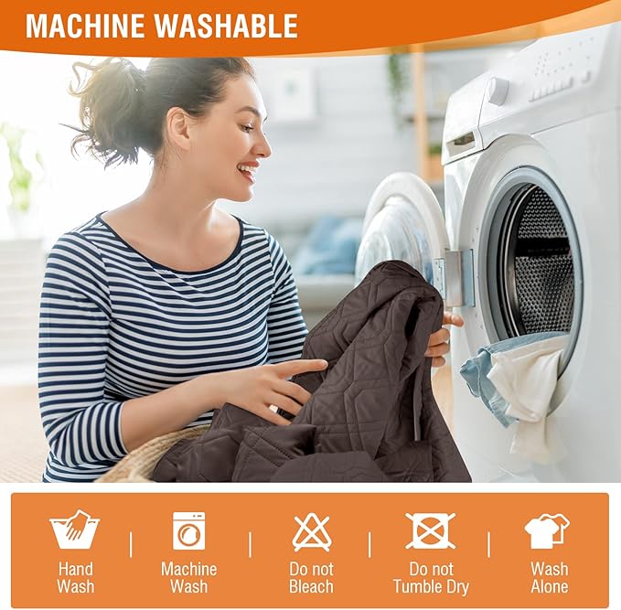 VANSOFY Waterproof Recliner Couch Covers, Sofa Covers 1-Piece Washable Reclining Sofa Cover Non-Slip Furniture Protector with Elastic Straps Pocket for Dogs, Pets(Chocolate,3 Seater)
