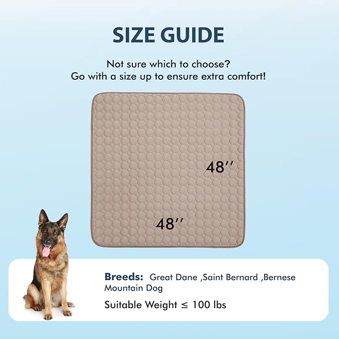 MICROCOSMOS Summer Cooling Mat & Sleeping Pad- Water Absorption Top, Materials Safe, Easy Carry, EZ Clean. Keep Cooling for Pets, Kids and Adults.(Brown, 48" x48")