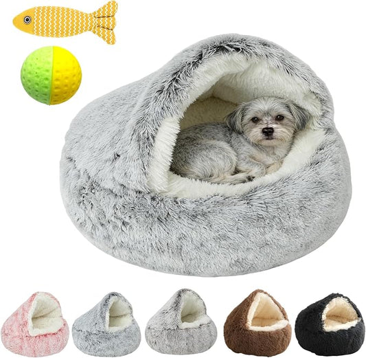Cozy Cocoon Dog Bed, 2026 New Cozy Cocoon Pet Bed for Dogs, 3D Spacious Design, Resistant to Collapse, Strong Support, Warm & Non-Slip, Soft & Washable, Enclosed Cat Cave Bed (Light Gray, Medium)