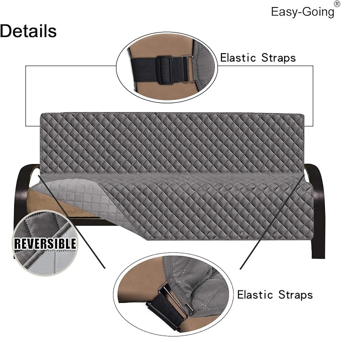 Easy-Going Futon Sofa Slipcover Reversible Sofa Cover Armless Cover Furniture Protector Couch Cover Water Resistant Pets, Kids, Children, Dog, Cat Gray/Light Gray