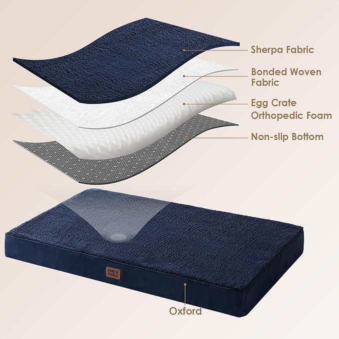 EHEYCIGA Orthopedic Medium Dog Beds for Small Dogs with Removable Washable Cover for Crate, Navy, 30x20