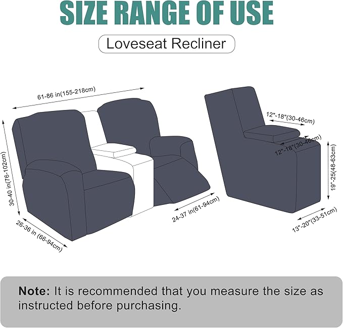Genina Recliner Loveseat Covers with Console, Stretch Reclining Sofa Covers, 2 Seater Couch Cushion Stripe Jacquard Recliner Slipcovers,Furniture Protector Covers for Pet (Chocolate)