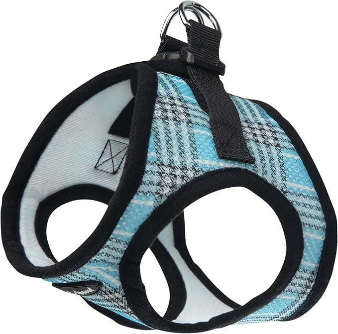 Bark Appeal Blue Plaid Step-in Dog Harness for Large to Extra Large Sized Pets – Updated Sizing, Re-Measuring is Essential – Soft Vest Harness – Anti-Choke with Adjustable Strap & Heavy Duty Clip – XL