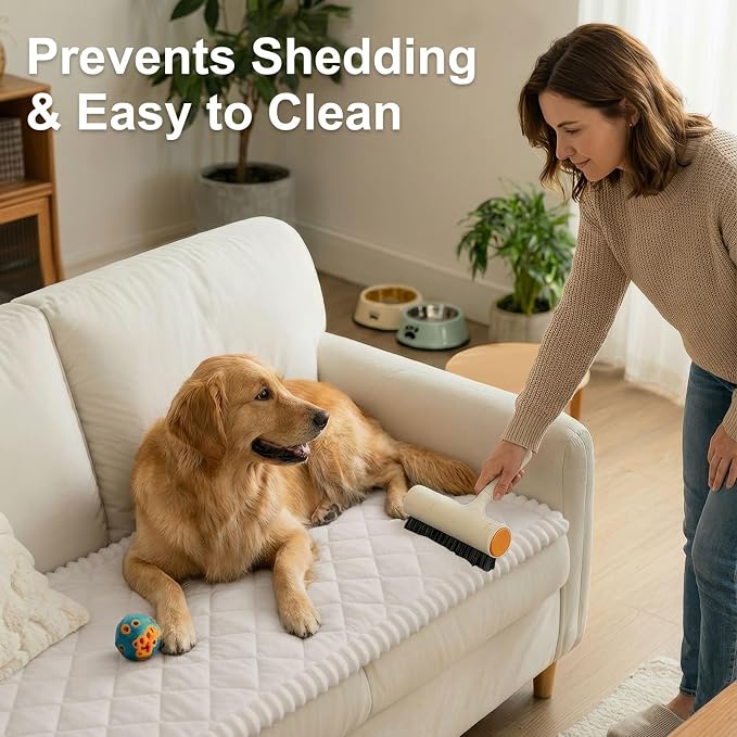Smiry Couch Cover for Dogs, Non Slip Washable Pet Sofa Protector for Large Dogs, Cats, Fuzzy Plush Sofa Covers for 3 Cushion Couch, Against Fur, Dirt & Scratch Resistant, White, 27.6"×70.9"