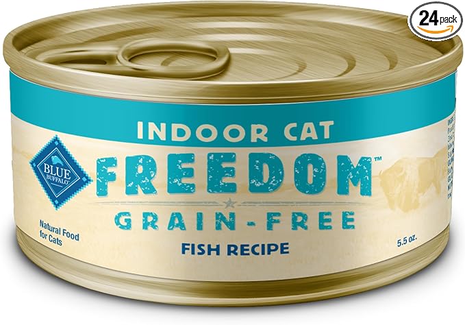 Blue Buffalo Freedom Grain-Free Adult Wet Cat Food, Complete & Balanced Nutrition for Indoor Cats, Made with Natural Ingredients, Fish Recipe, 5.5-oz Cans (24 Count)