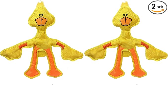 Multipet Skele Duck Dog Rope Toy - Nylon Tug of War - Squeaky Toy for All Dogs - for Playing Toss & Fetch - Cute Dog Pet Toy (15", Yellow) (Pack of 2)