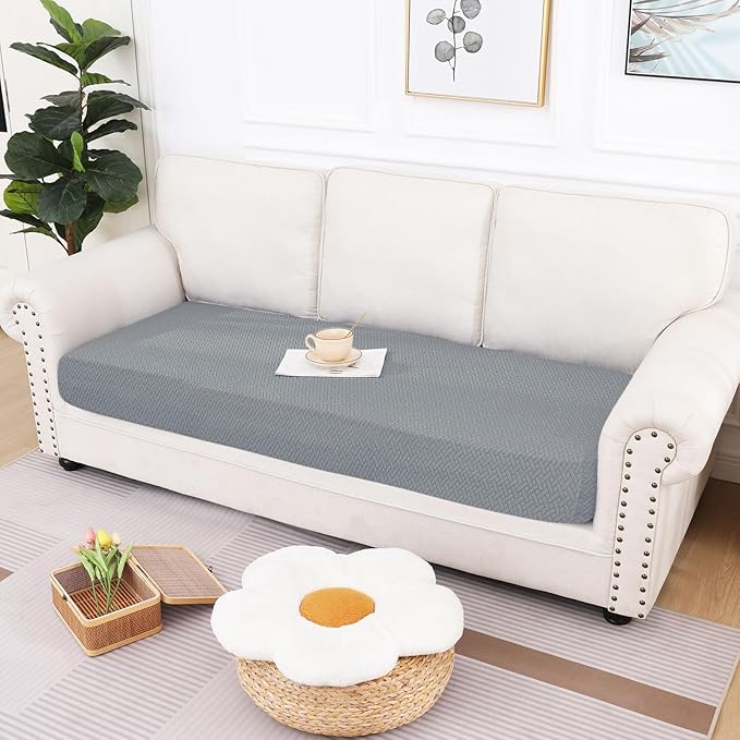 hyha Waterproof Couch Cushion Covers, Wear Resistant Couch Cover, Anti Slip Sofa Slipcovers Washable, Soft Thick Jacquard Furniture Protector for Pets Dog (1 Piece for Large, Light Grey)