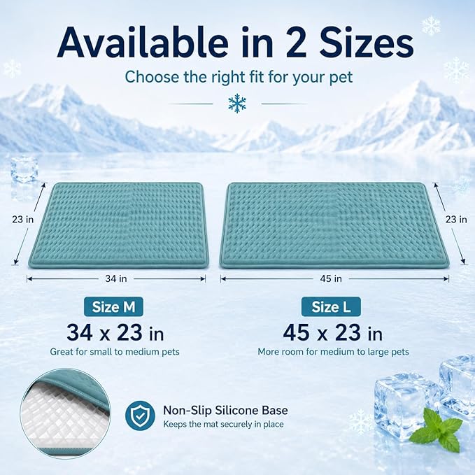 GOLOPET Newly Upgraded Large Dog Cooling Mat 34x23 in,Ice Breathable Fabric, Solid Silicone Honeycomb Heat Dissipation Structure, Long-Lasting Coolness Cooling Mat for Dogs(Q-Max>0.5)