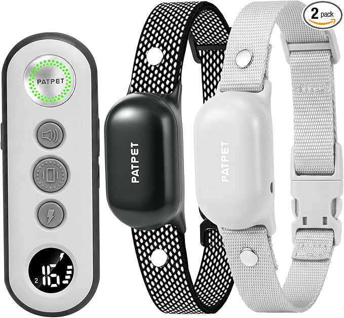 PATPET Shock Collar for Dogs(10-120lbs), 4000ft Rechargeable IPX7 Waterproof Training Collar with Remote for 2 Dogs- Electric Dog Collar for Small Medium Large Dogs 2 Packs