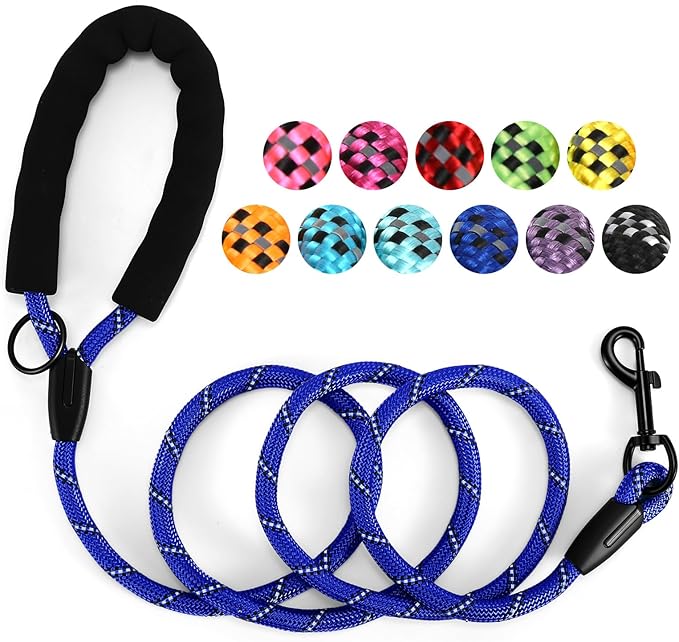 Heavy Duty Dog Leash - 4.9 FT for Large and Small Dogs - Strong Nylon, Comfortable Handle, Reflective Stitching - Ideal for Walking, Training, and Outdoor Activities, NavyBlue