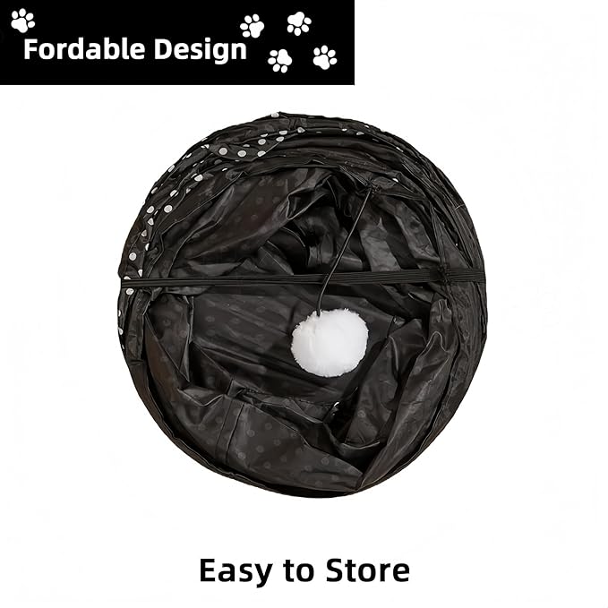 Cat Tunnel Collapsible, More Interactive Indoor Play Toy Tube for Cats & Kittens with Crinkle Paper and Peekaboo Holes(S)