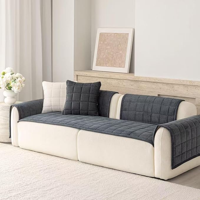 Premium Washable Couch Cover for Dogs, Non Slip Sectional Sofa Protector for L Shape Couch,Dog Couch Cover for Waterproof(1PC/27.6"x27.6",Dark Grey)