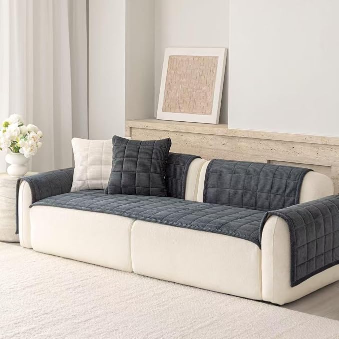 Premium Washable Couch Cover for Dogs, Non Slip Sectional Sofa Protector for L Shape Couch,Dog Couch Cover for Waterproof(1PC/27.6"x82.7",Dark Grey)