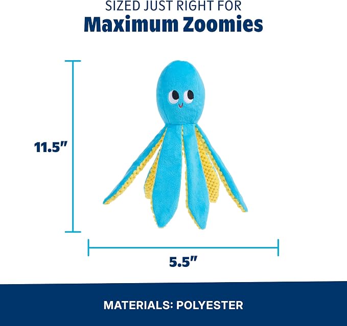Barkbox Odd Odd Otto Plush Dog Toy | Octopus Toy with Whip-N-Flip Legs, Hidden Squeaker Ball & Crinkle | Fun Thrash Toy for Dogs