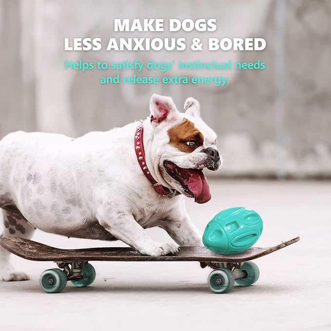 EASTBLUE Squeaky Dog Toys for Aggressive Chewers: Rubber Puppy Chew Ball with Squeaker, Almost Indestructible and Durable Pet Toy for Medium and Large Breed（Teal）