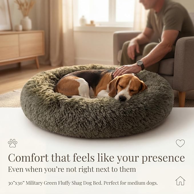 nononfish Dog Bed Mat for Medium Dogs, Army Green Orthopedic Pet Bed, 30x30x7 inches, High Density Fiber Cotton, Stuffed, Washable, Indoor, 30 pounds Weight Capacity