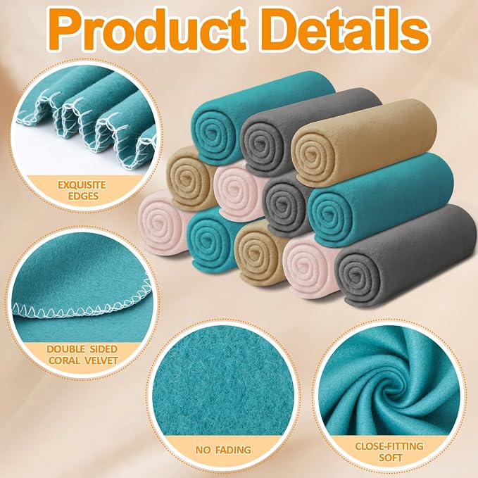 SmoothNovelty 12 Pcs Large Puppy Dog Blanket 30 x 20 Inches Pet Blankets Puppy Essentials Washable Soft Fleece Throw Reversible Warm Sleep Mat for Small Medium Dog Cat Bed Sofa Car Indoor