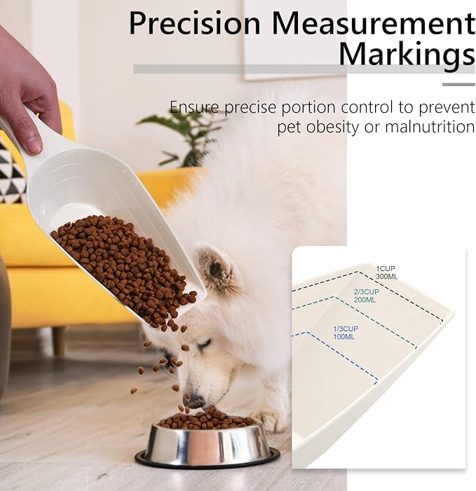 Dog Food Scoop, 2 Cup Capacity Dog Food Scoop With Measuring Lines For Dog, Puppy and Cat Coffee Bean Scoop, Flour Scoop (cream)