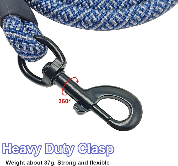 MayPaw Heavy Duty Rope Dog Leash, 6/8/10FT Nylon Pet Leash, Soft Padded Handle Thick Lead Leashes for Large Medium Dogs Walking Jogging (1/2" * 8', Navy)