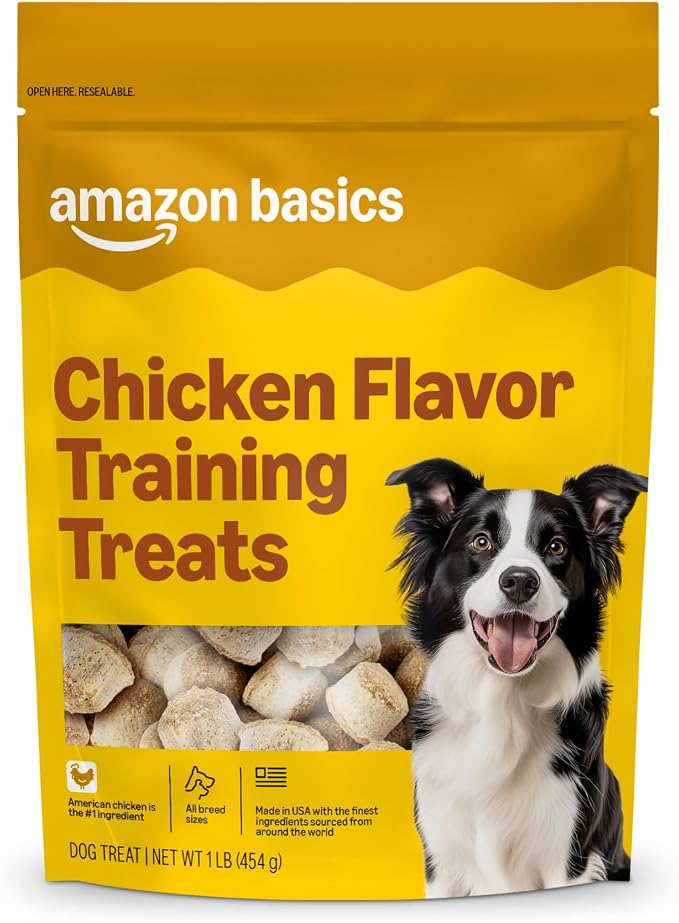 Amazon Basics Chicken Flavor Training Treats for Dogs, 1 lb. Bag (16 oz) (Previously Wag)