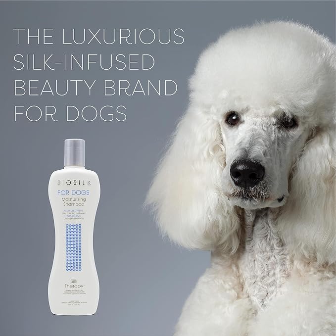BioSilk for Dogs Silk Therapy Moisture Shampoo with Silk Proteins and Vitamins, Restores Shine and Softness, Sulfate Free, Paraben Free, pH Balanced, Made in USA, 12 Fl Oz - 2 Pack
