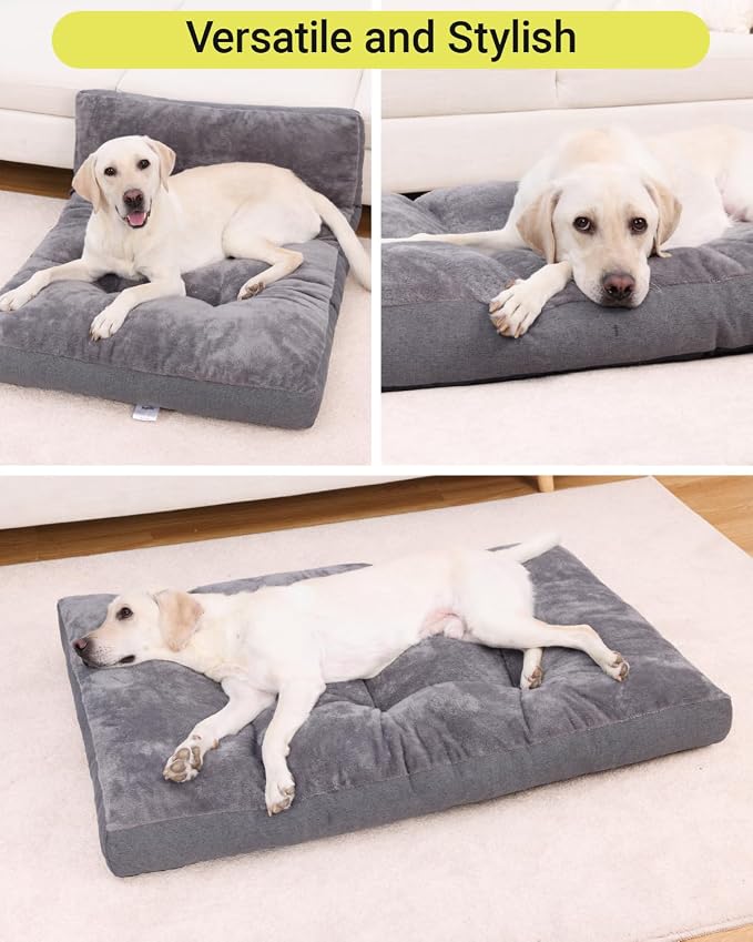 NUPIDA Dog Bed for Crate for Medium Large Sized Dog, Machine Washable Bed Plush Pet Kennel Pad with Non-Slip Bottom, Pet Sleeping Mat, 35x23 Inch, Dark Gray