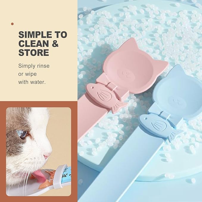 3 Pack Cat Strip Feeder Squeeze Spoon for Wet Food Lickable Treats Dispenser Plastic Cat Feeding Tool for Liquid Snacks Pet Grooming Training Reward Supplies