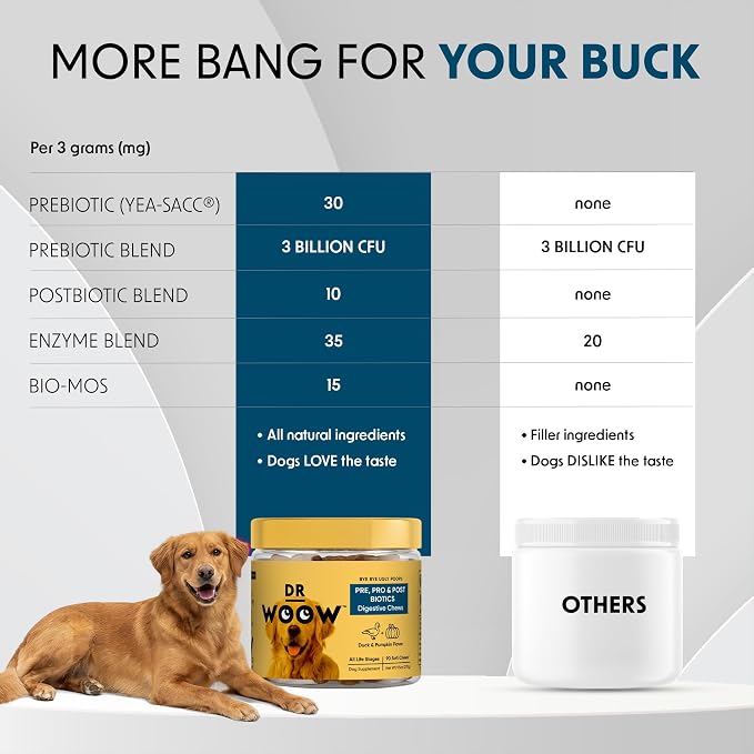 Probiotics Supplements for Dogs Soft Chews (90 CT) – Digestive Support + Gut Balance & Healthy Stool Support – Probiotics + Digestive Enzymes – Duck & Pumpkin Flavor – Made in USA
