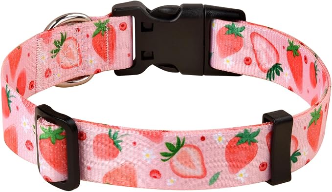 Mihqy Dog Collar with Bohemia Floral Tribal Geometric Patterns - Soft Ethnic Style Collar Adjustable for Small Medium Large Dogs(Strawberry,XS)
