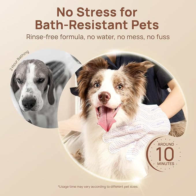 HICC PET Dog Wipes Cleaning Deodorizing PRO for Dogs&Cats, 20PCS Hypoallergenic Puppy Wipes, No-Rinse Pet Wipes, Extra Thick Dual-Textured Pet Glove Wipes for Paws, Face, Ears & Butt, Coconut Scent