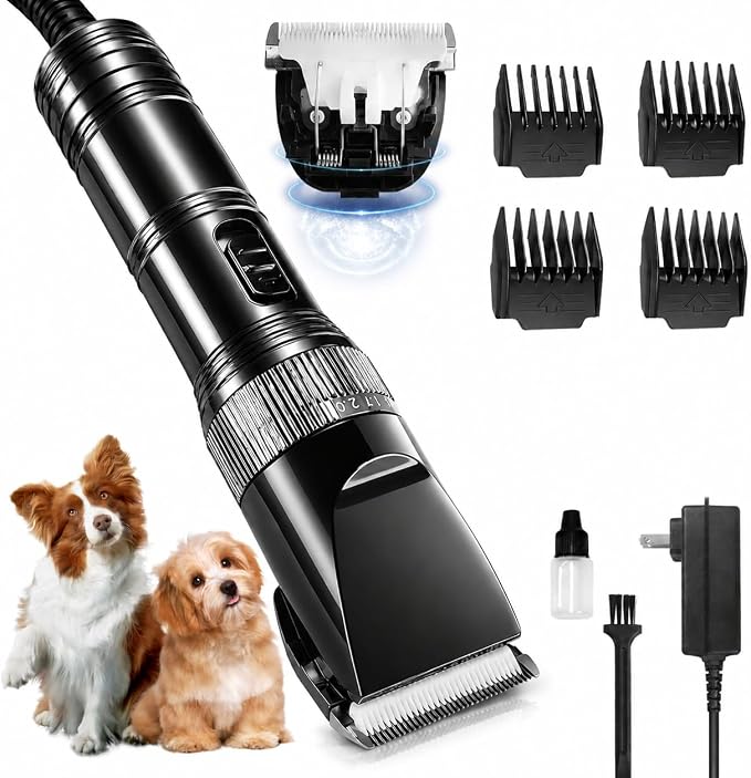 Professional Dog Grooming Clippers for Thick Coat - Dog Hair Trimmer for Grooming Kit- Sheep Shears for Thick Hair – Pet Grooming Clippers for Dogs, Cats, Sheeps, Horse (Black)