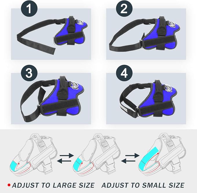 Dog Harness, No-Pull Reflective Dog Vest, Breathable Adjustable Pet Harness with Handle for Outdoor Walking - No More Pulling, Tugging or Choking (Blue, XL)
