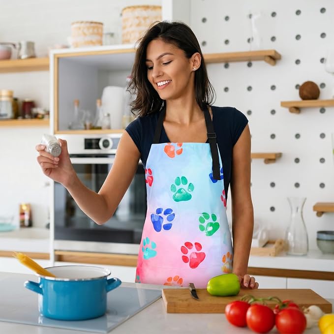 Dog Grooming Waterproof Apron with 2 Pockets, Cute Animals Puppy Dog Pets Apron