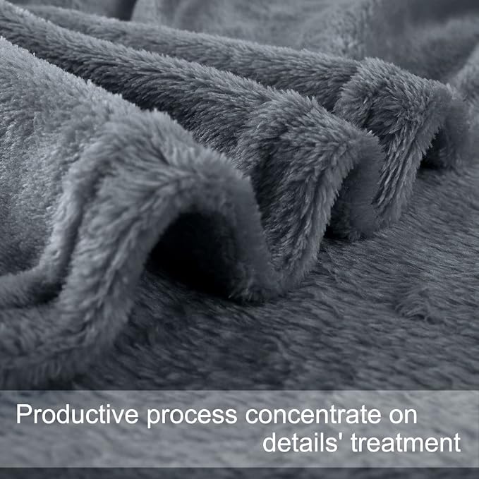 uxcell Flannel Fleece Blanket Queen Size - Soft Lightweight Plush Microfiber Bed Blanket for Sofa or Couch, Machine Washable Blankets Fleeces, Dark Gray 78x90 Inch