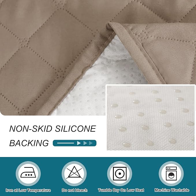 Turquoize 100% Waterproof Sofa Covers Chaise Lounge L Shape Sofa Protector Slip Cover Triple Non-Slip Sofa Slipcover for Chaise Sectional Couch Cover for Pets, Kids (Chaise, Taupe)