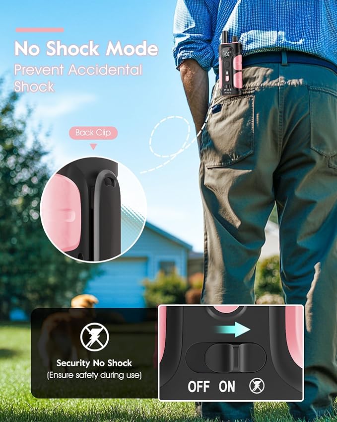 SLOPEHILL Dog Shock Collar - 4200FT Dog Training Collar with Remote,IPX8 Waterproof E-Collar with Beep,Vibration,Shock,Flash Light,No Shock Mode,Shock Collar for Small Medium Large Dog 8-140lbs,Pink