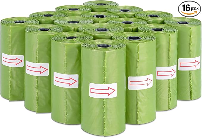 Toplive Dog Poop Bags, 16 Rolls (240 Bags) Green Pet Waste Bags Rolls, Thick & Leak-Proof Roll Replacements for Outdoor Dog Waste Cleanup