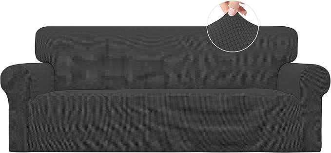 Easy-Going Stretch Oversized Sofa Couch Slipcover Washable Dark Gray | 1-Piece X-large Sofa Cover Furniture Protector Couch Soft with Elastic Bottom for Kids, Polyester Spandex Jacquard Fabric