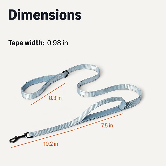 Amazon Basics Reflective Dog Leash with Dual-Padded Handles and D Ring, 6ft