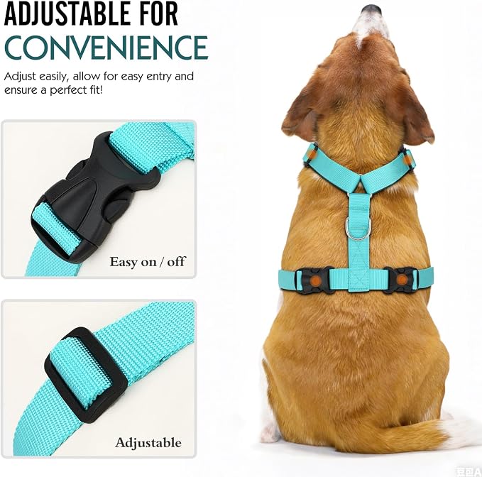 Pawaboo Breathable Dog Seat Belt Harness for Car, Adjustable Dog Safety Vest Harness with Vehicle Connector Strap, M, Full Blue
