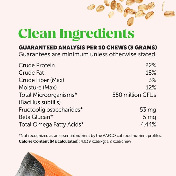Cat Probiotics Gut + Immune Health Chews – Crunchy & Creamy Cat Treats for Digestive Health, Gut Flora & Constipation Relief – Supports Immunity, Regularity, & Healthy Digestion, 30-Day Supply Chicken