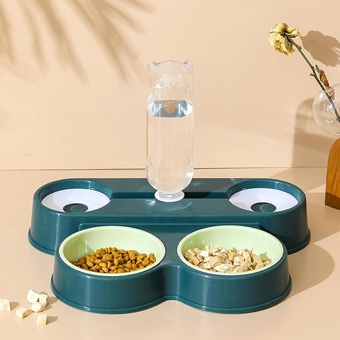 Dogs Bowl Automatic Cats Food Bowl 4 in 1 Pet Food Feeders with Automatic Water Bottle Bowl Double Bowl Dog Feeder Toy