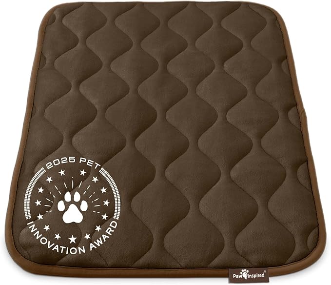 Paw Inspired Washable Padded Crate Mats for Dogs | 29” x 18” Pad, Fits 30-inch Kennels | Leakproof, Waterproof Bottom, Plush Pet Beds (Dark Brown)