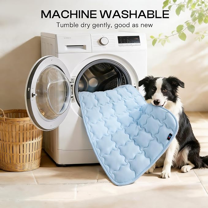 Luciphia Premium Dog Cooling Mat Non-Slip Q-MAX>0.5 Self-Cooling Pad for Medium Pet Indoor Portable Kennel Puppy Bed for Summer Crate Pad for Dog Washable Light Blue 30x40 inches
